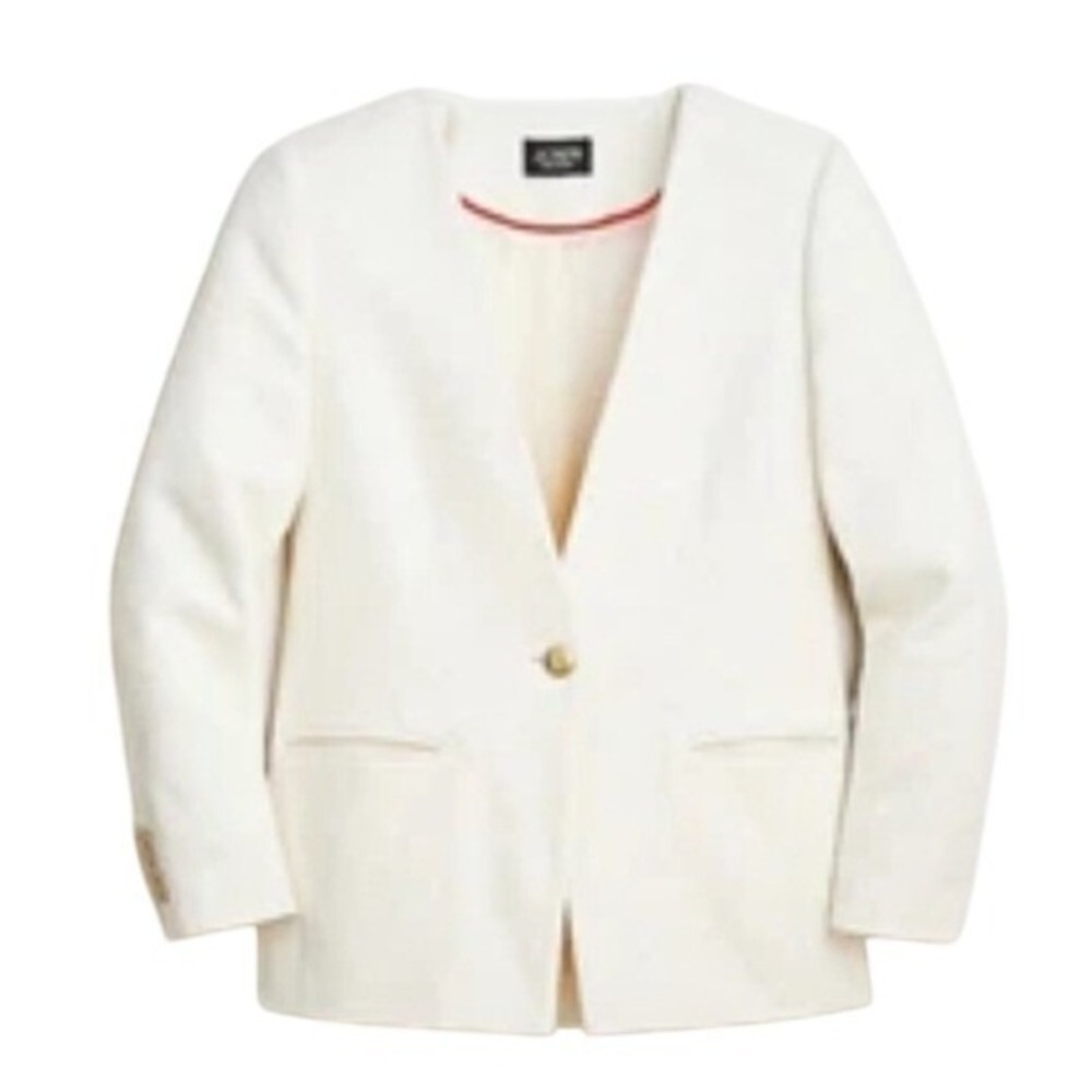 NWT J Crew Collection Alfie Collarless‎ Blazer Cotton Bouclé Relaxed Fit sz 4
